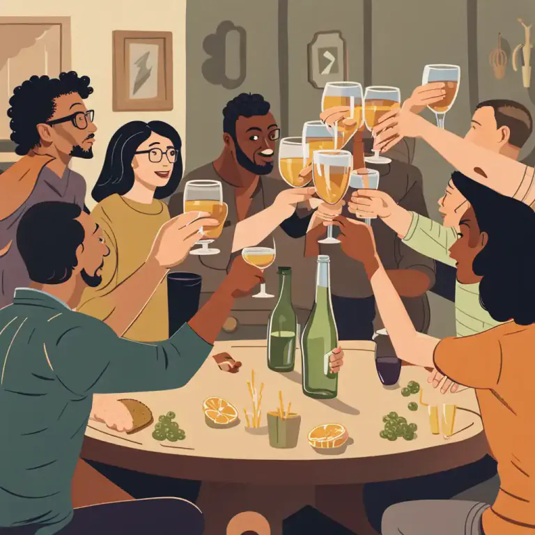 Visual representation of "bottoms up!" - A phrase used to initiate a toast, instructing everyone to finish their drinks.