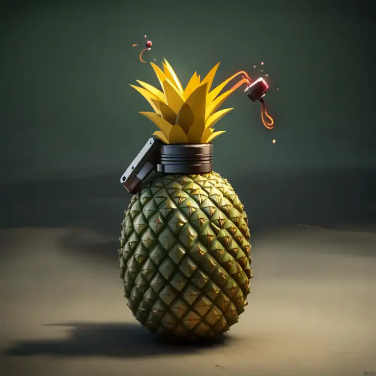 Visual representation of "pineapple" - In British English, 'pineapple' can also refer to a hand grenade due to its similarity in shape.