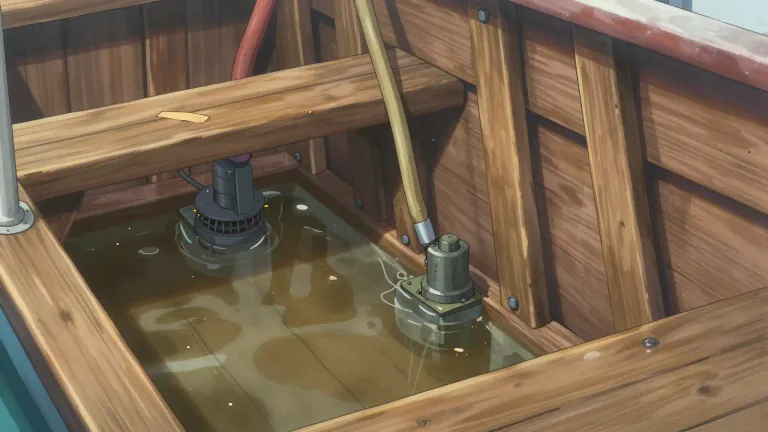 Visual representation of "bilge" - The lowest part inside a ship, where water collects.