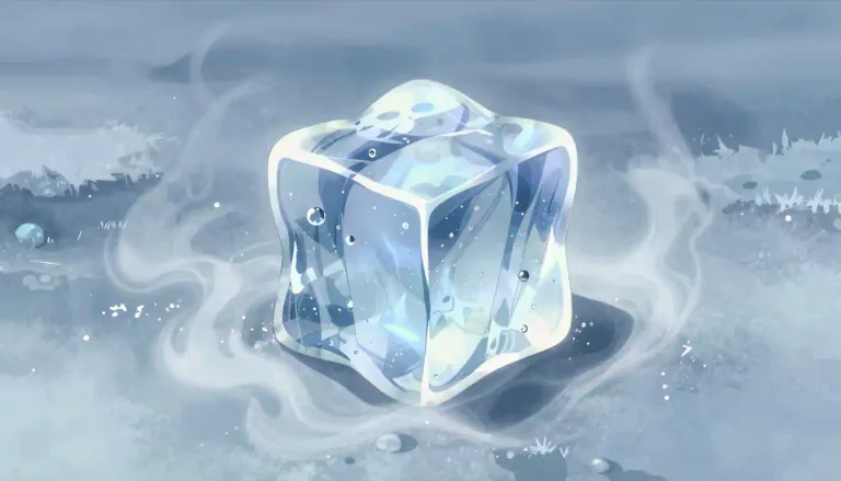 Visual representation of "ice" - The solid form of water, formed when water is extremely cold.