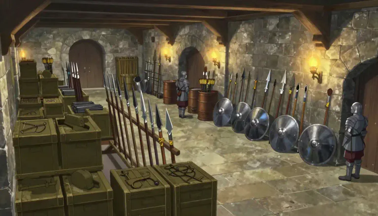 Visual representation of "arsenal" - A place where weapons and other military equipment are made or stored.