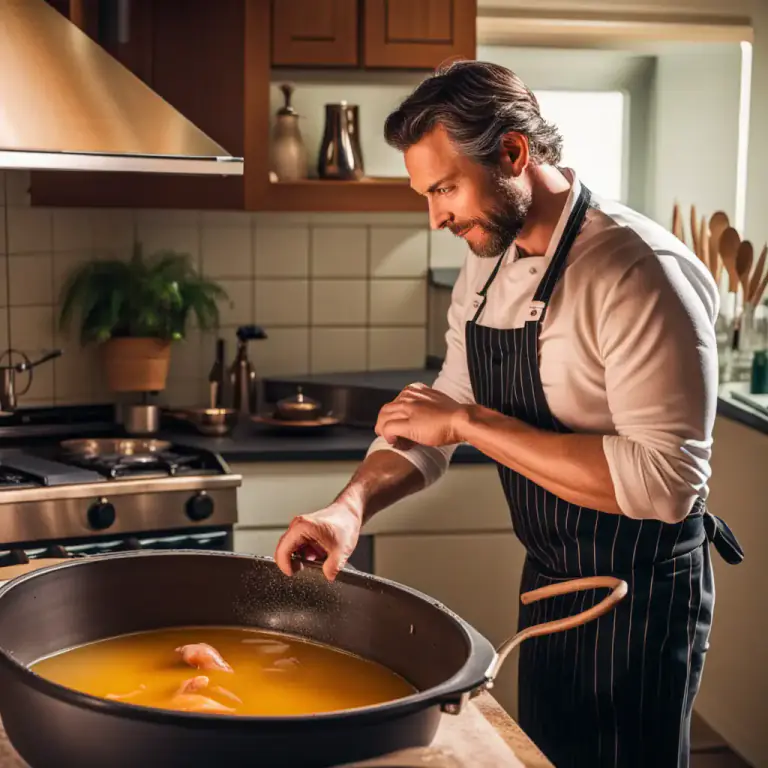 Visual representation of "confit" - To cook and preserve a food in its own fat or oil
