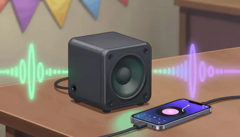 Visual representation of "squeezebox" - A colloquial term for a small, compact sound system that plays music.