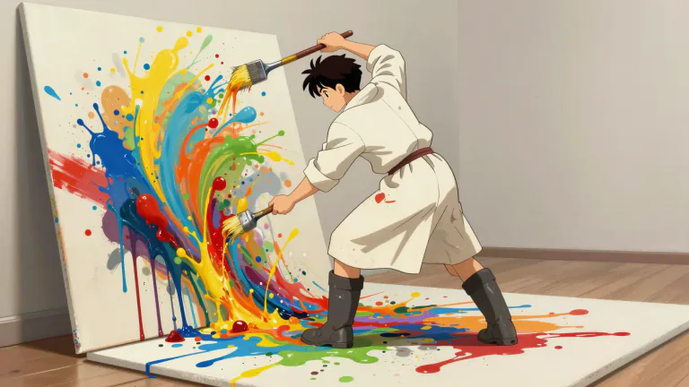 Visual representation of "pollock" - A renowned American painter known for his unique style of drip painting, which revolutionized abstract art in the mid-20th century.