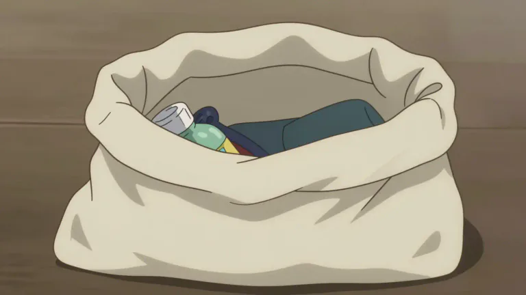 Visual representation of "bag" - A container made of flexible material with an opening at the top, used for carrying things.