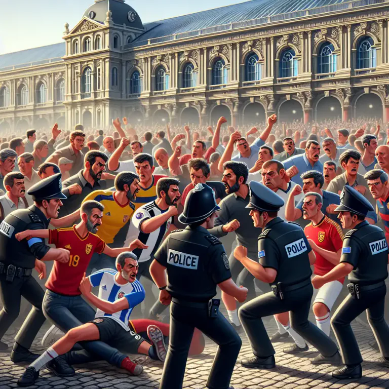 Visual representation of "fracas" - A physical fight, typically a noisy and chaotic one