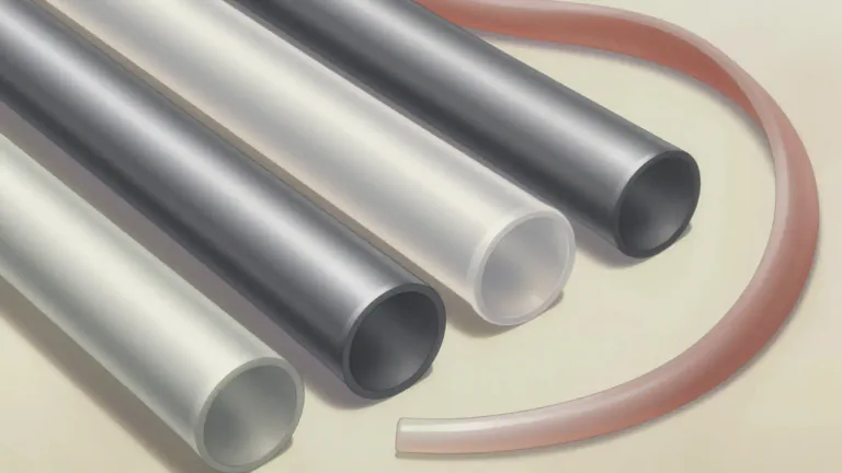 Visual representation of "tubing" - Long, hollow cylinders, often made of metal, plastic, or rubber.