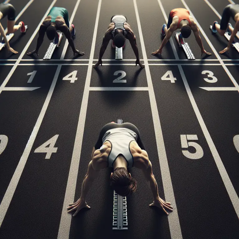 Visual representation of "lane" - A long, narrow track for a single line of athletes in a race