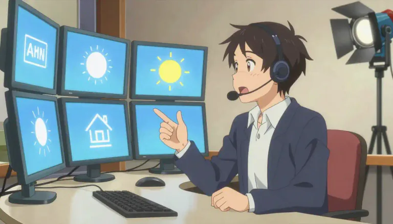 Visual representation of "commentator" - A person who discusses news, sports events, weather, or the like, as on television or radio.