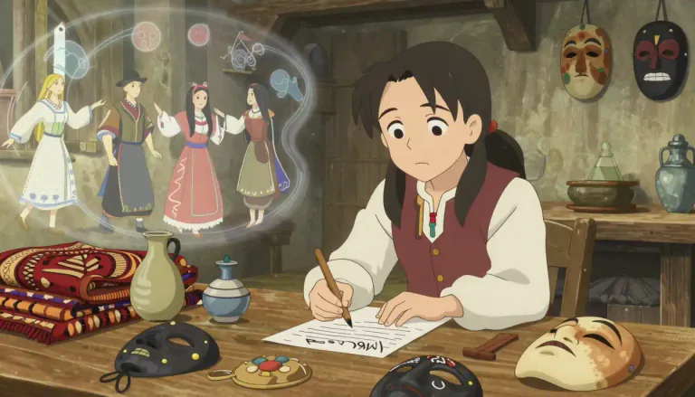Visual representation of "folklorist" - A person who studies culture and history, especially traditional beliefs, customs, and stories.