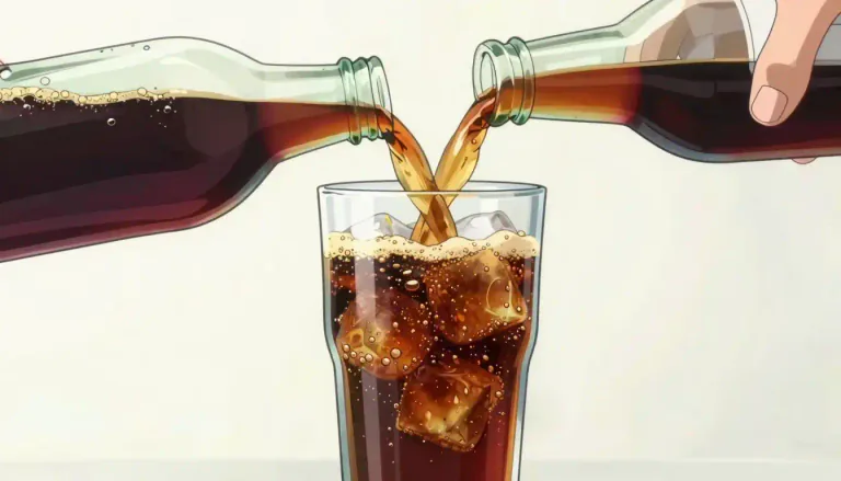 Visual representation of "cola" - A type of sweet fizzy drink that is often dark brown.