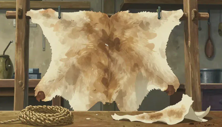 Visual representation of "rawhide" - The untreated skin of an animal, especially when it is made into leather or used for ropes.