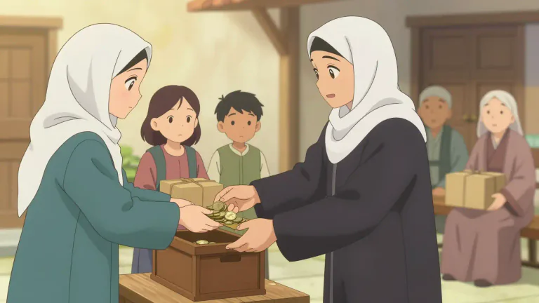 Visual representation of "zakat" - Zakat is a charitable donation required by Islamic law, typically set at a fixed rate of one's savings, meant to help those in need.