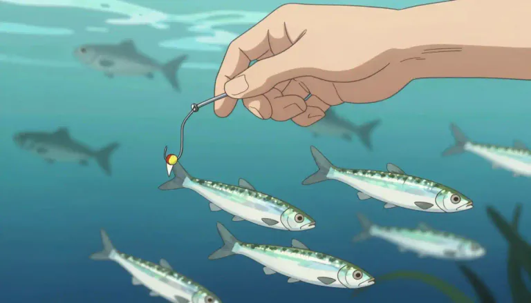 Visual representation of "sprat" - A small type of fish often used as bait in fishing