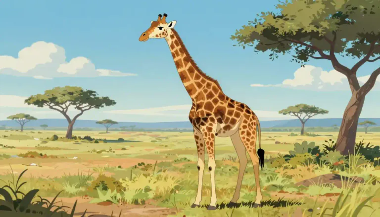 Visual representation of "giraffe" - A large African animal with a very long neck and high legs