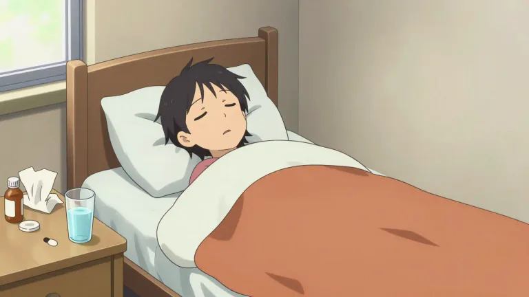 Visual representation of "bedridden" - A person who is unable to leave their bed, typically because of illness, disability, or because they're confined.