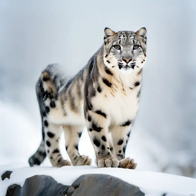 Visual representation of "ounce" - Name of a large Asiatic wild cat, also known as the snow leopard