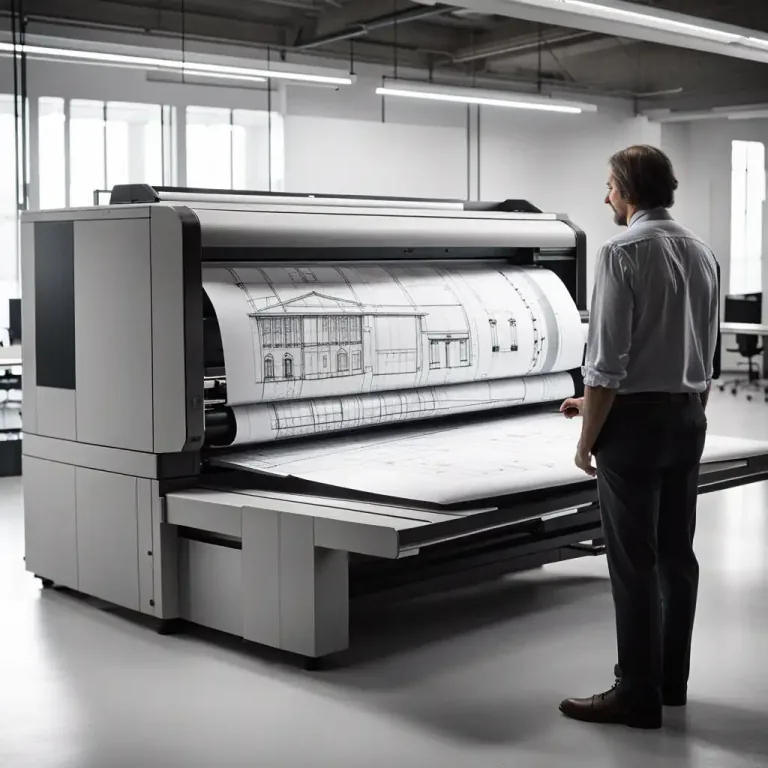 Visual representation of "plotter" - A computer device that prints graphics or diagrams on a large scale.