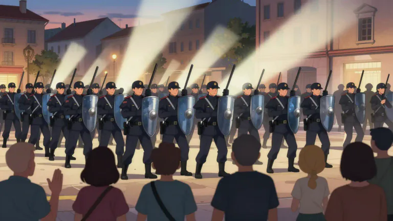 Visual representation of "repressive" - Causing people to obey by using force or threats