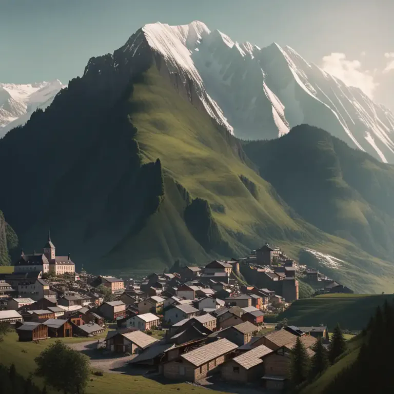 Visual representation of "berg" - A large hill or mountain, usually found in rural areas