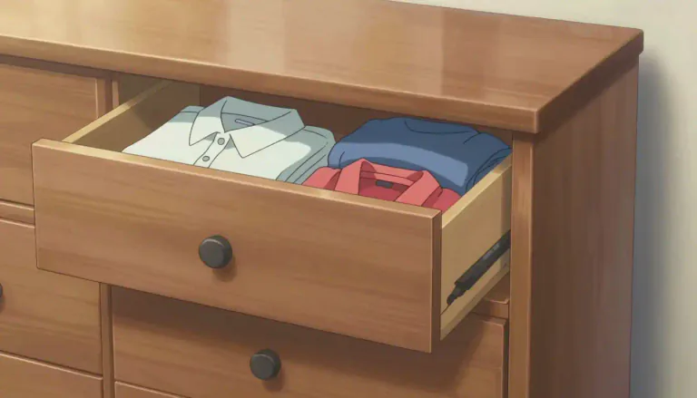 Visual representation of "dresser" - A piece of furniture with drawers, where you keep clothes