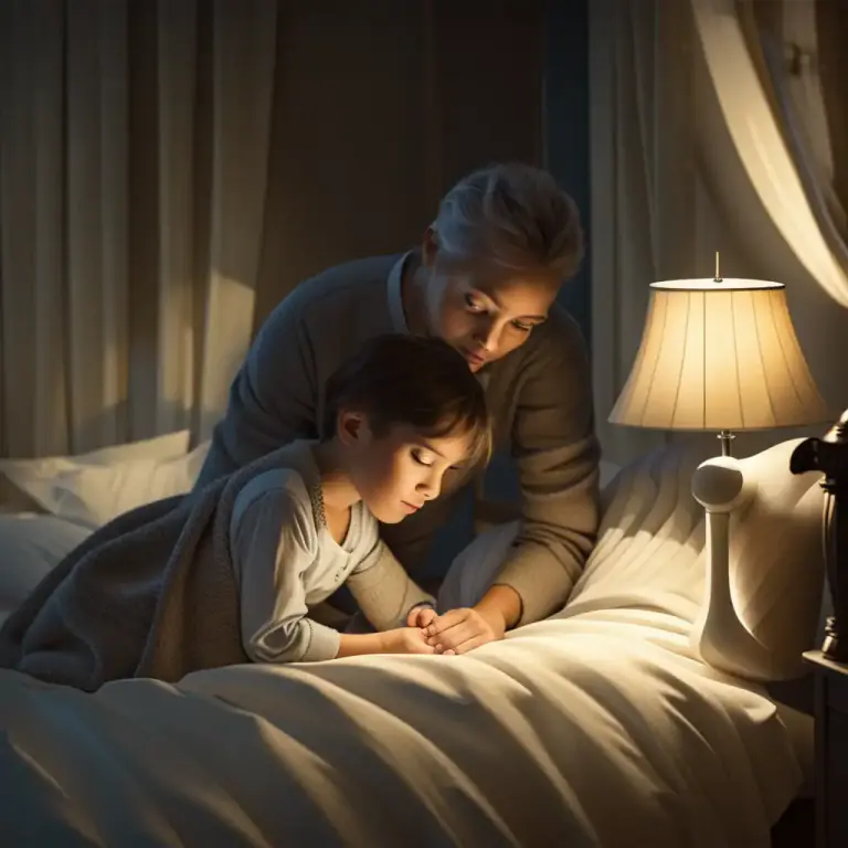 Visual representation of "tuck up" - To make someone, especially a child, comfortable in bed by arranging the covers around them.