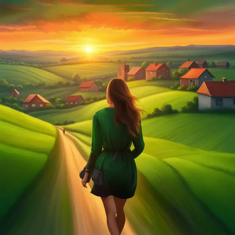 Visual representation of "go to the country" - To go from the city to a rural area, often for a short time for relaxation or vacation