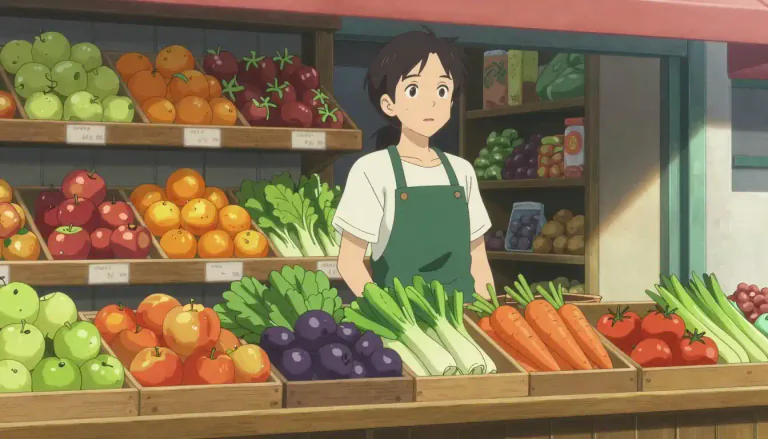 Visual representation of "greengrocer" - A person who sells fresh vegetables and fruits.