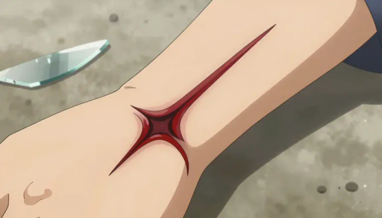 Visual representation of "slash" - A cut or wound made by a sharp object