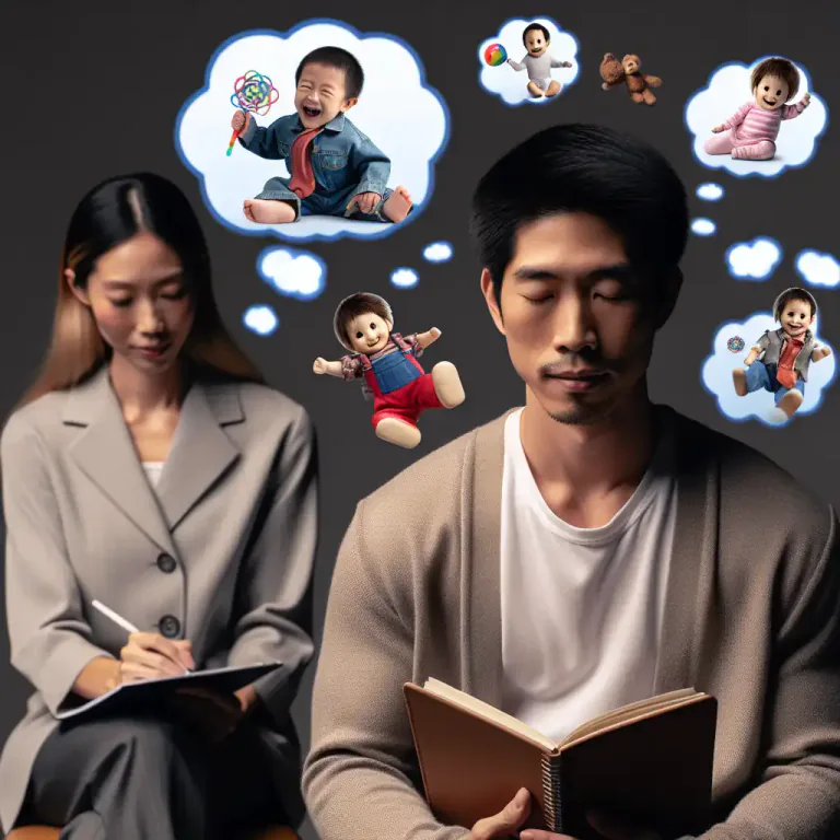 Visual representation of "regressive" - In psychology, relating to the temporary return to earlier behavior or thoughts, typically in response to stress or anxiety