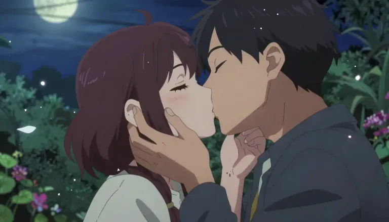 Visual representation of "smooch" - A long and loving kiss.