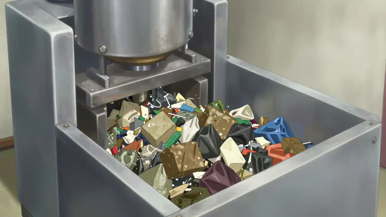 Visual representation of "compactor" - A machine that compresses material, typically to reduce its size for easier handling or disposal.