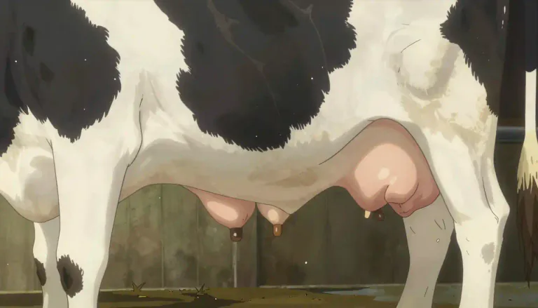 Visual representation of "udder" - The part of a cow, sheep or other female mammals that hangs down and produces milk.