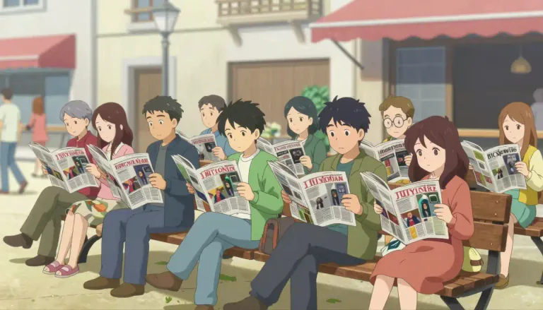 Visual representation of "readership" - The number or group of people who regularly read a particular publication, like a newspaper or a magazine.