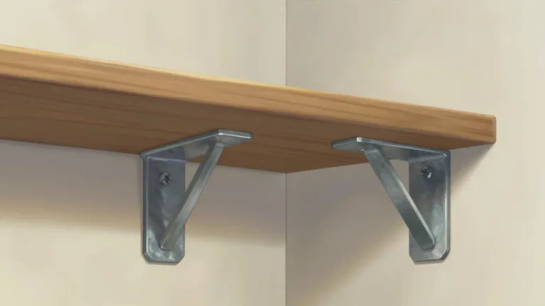 Visual representation of "bracket" - A support attached to a wall for holding up a shelf or something similar