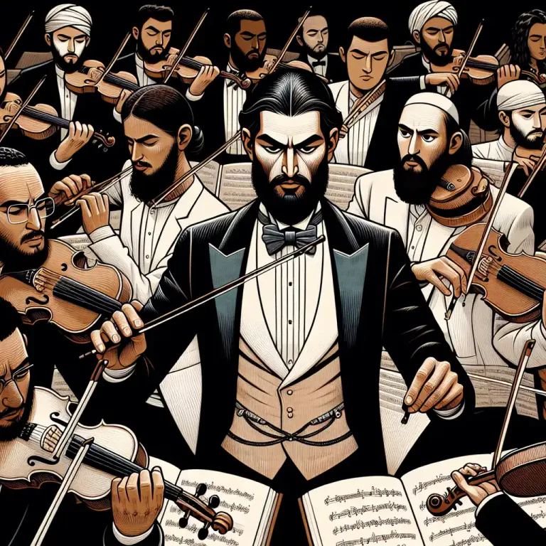 Visual representation of "conduction" - The management or leadership of a musical ensemble, such as an orchestra or a choir