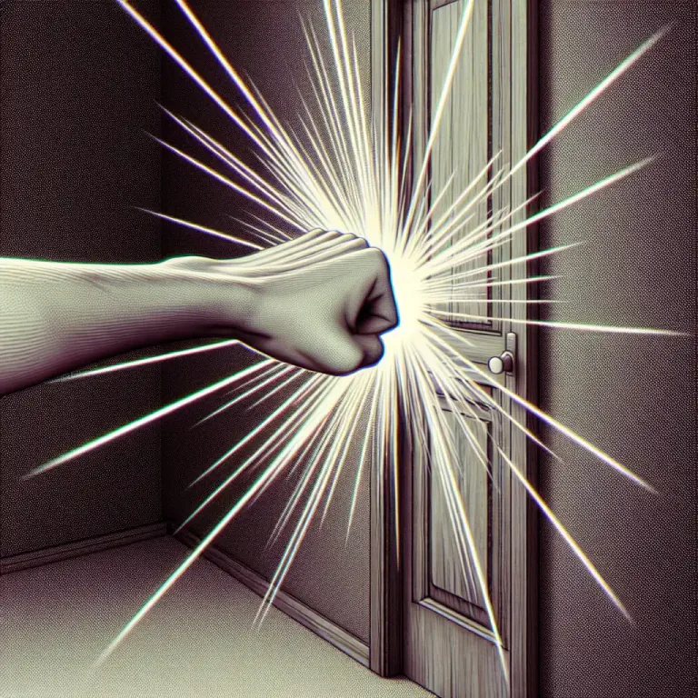 Visual representation of "knock" - A sound made by hitting something