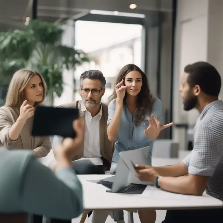 Visual representation of "get down to business" - To begin dealing with the matter at hand.