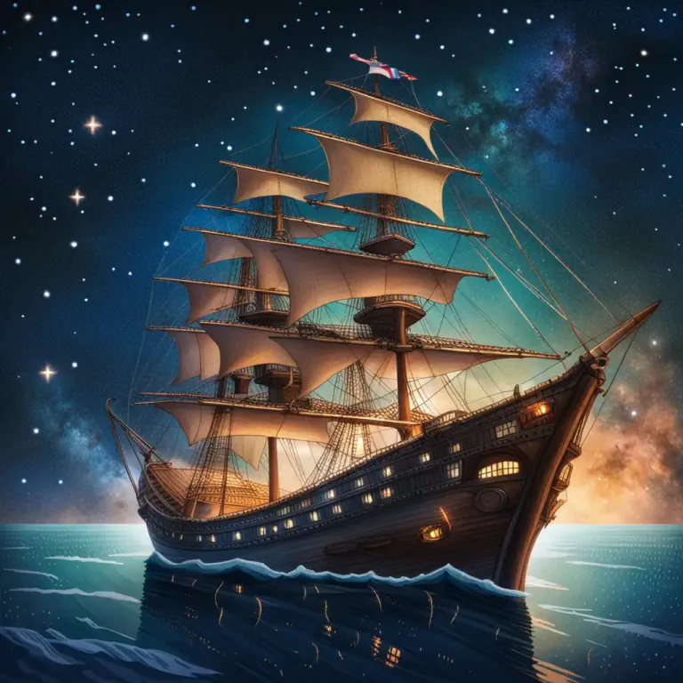 Visual representation of "lodestar" - A star that is used to guide the course of a ship, especially Polaris.