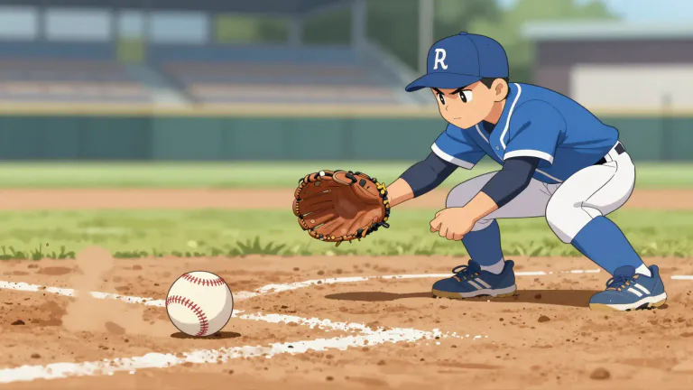 Visual representation of "groundball" - A hit in baseball that travels along the ground instead of in the air.