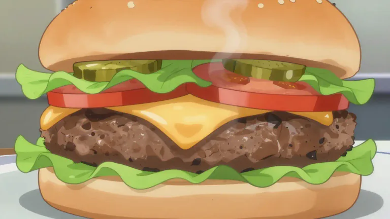 Visual representation of "burger" - A cooked patty of ground beef, usually served in a bun with other ingredients.
