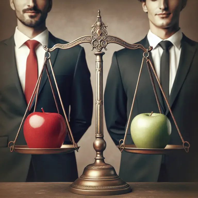 Visual representation of "equate" - To regard, treat, or represent as equivalent