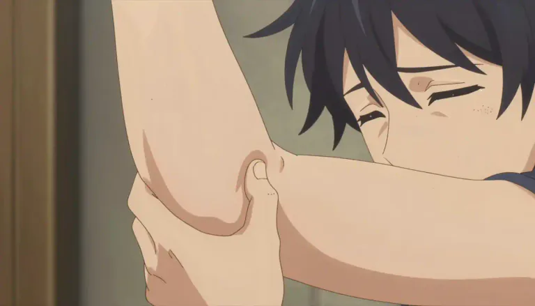 Visual representation of "pinch" - To press the skin or other soft part of the body between fingers in a way that causes slight pain.