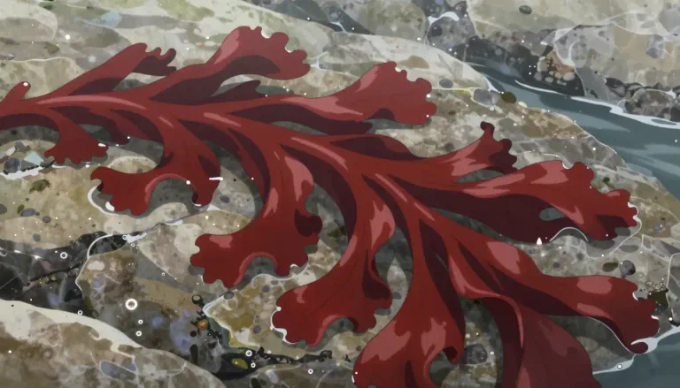 Visual representation of "dulse" - A type of red seaweed often consumed as food, particularly in some coastal regions.