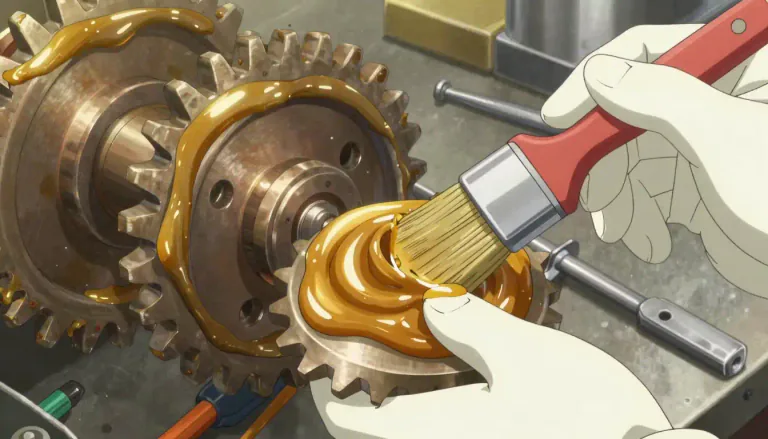 Visual representation of "grease" - A thick oily substance used to make machines run smoothly