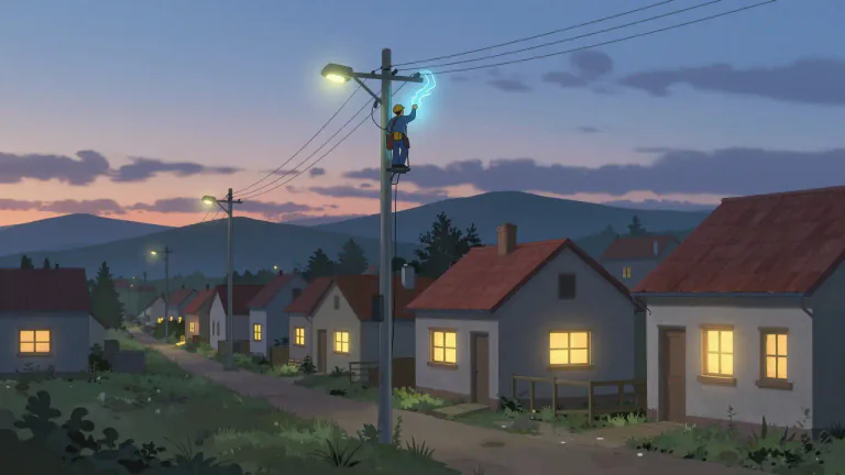 Visual representation of "electrification" - The process of giving something the power to work using electricity.