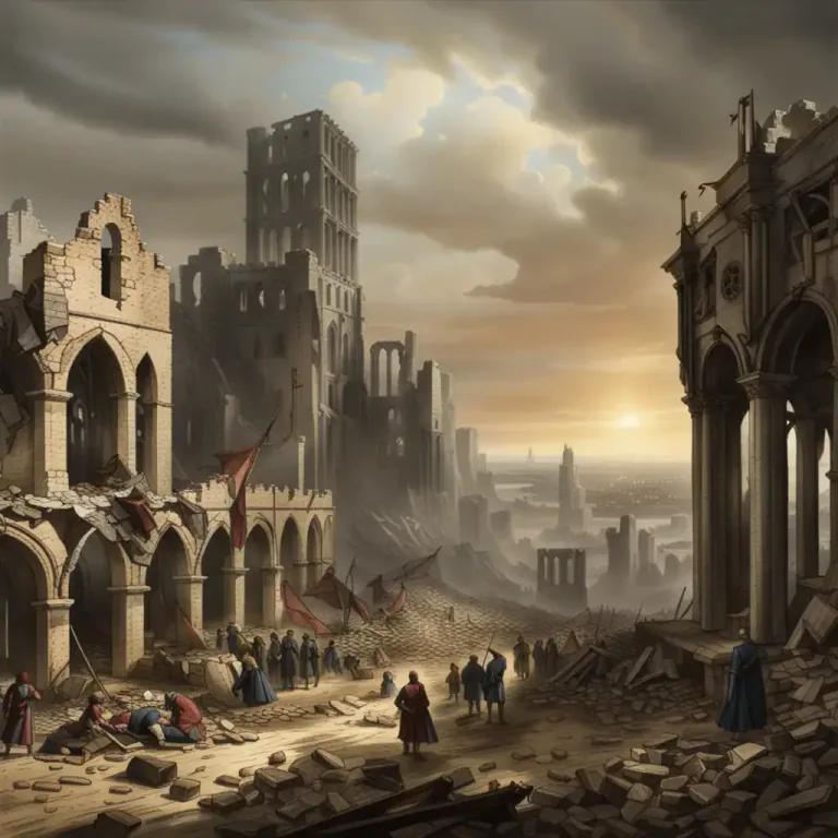 Visual representation of "asunder" - Destroyed or ruined
