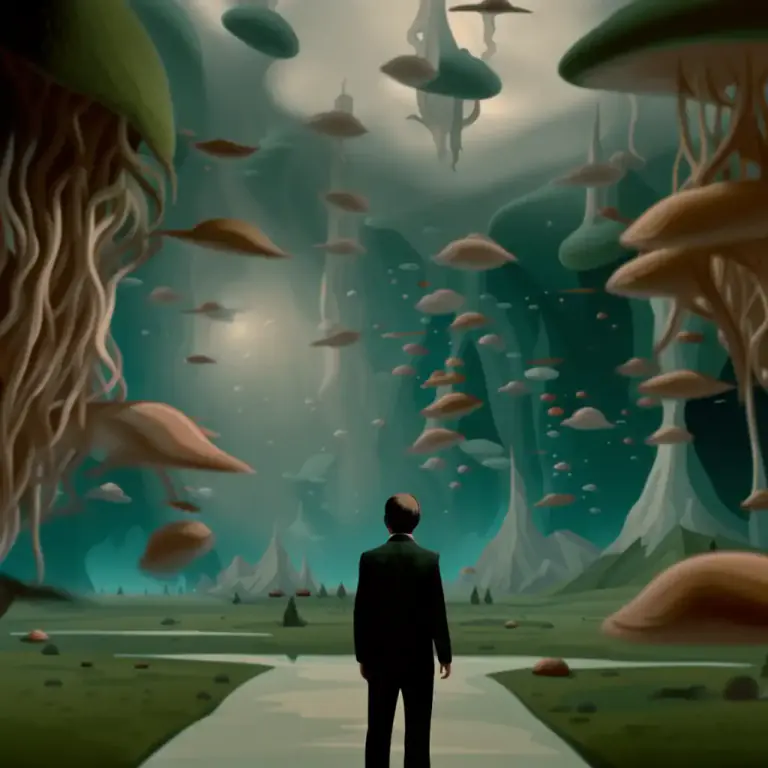Visual representation of "surrealist" - Related to or characteristic of surrealism, an art and literature movement that seeks to express the subconscious and non-rational aspects of humanity by using fantastical, dreamlike imagery.