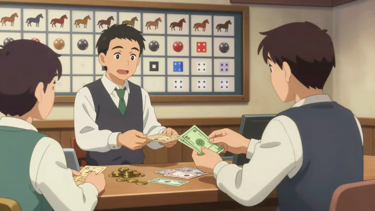 Visual representation of "bookmaker" - A person or company that accepts and pays out bets on sporting and other events at agreed-upon odds.