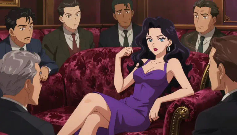 Visual representation of "vamp" - A woman who uses her charm or beauty to attract and control men